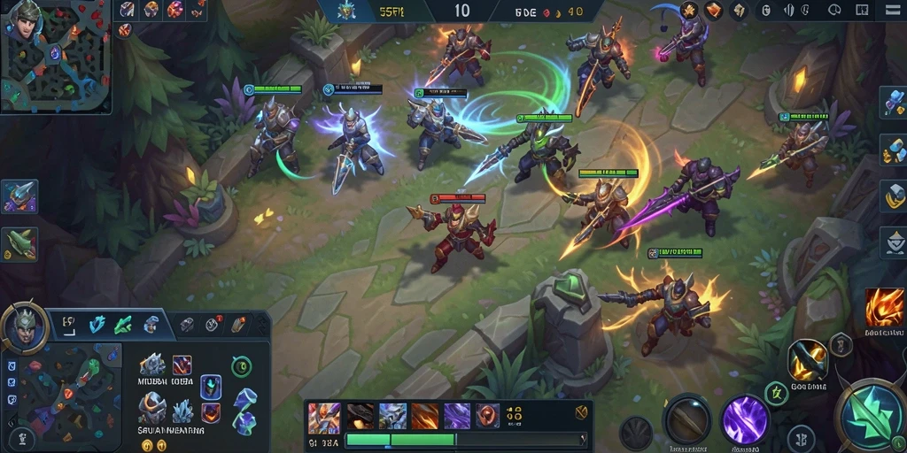 Screenshot 55FIVE menampilkan aksi seru dalam permainan MOBA.