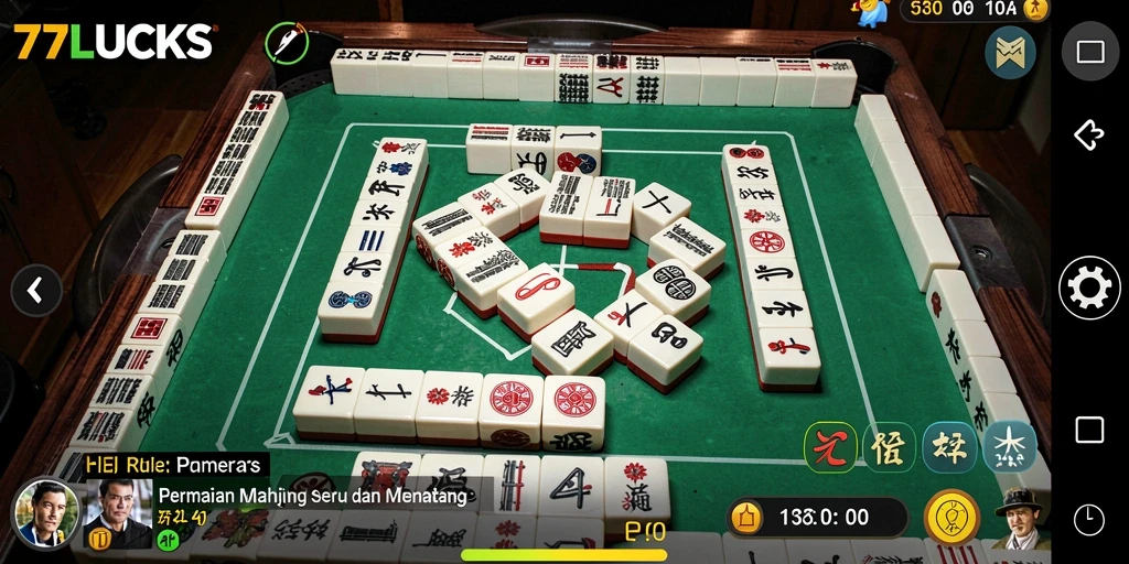Tampilan layar permainan <strong>77LUCKS</strong> yang menarik saat bermain Mahjong.