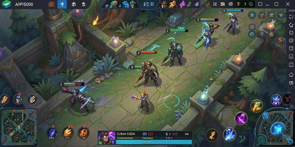 Screenshot dari gameplay API5000 yang menampilkan aksi seru dalam pertempuran MOBA.