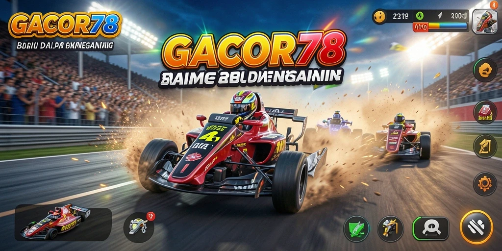Tangkapan layar utama GACOR78 menunjukan aksi balapan yang menegangkan.
