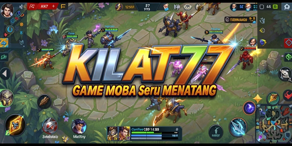 Tangkapan layar KILAT77 menampilkan aksi pertempuran seru di arena MOBA.