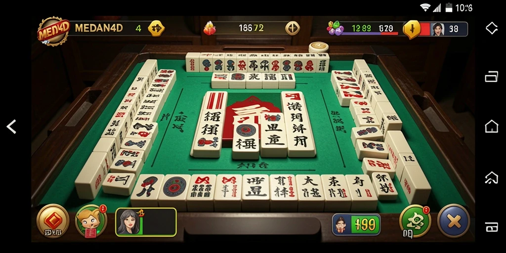Tampilan gameplay mendebarkan dari MEDAN4D yang menyajikan Mahjong.