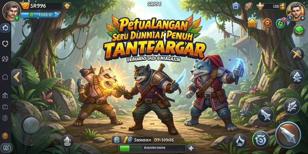 Screenshot utama SR996 menampilkan aksi seru dalam petualangan di dunia yang luas.
