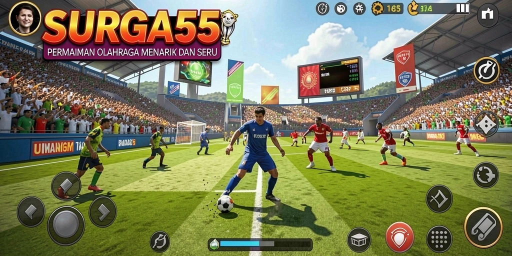 Tampilan gameplay SURGA55 yang mendebarkan dan penuh aksi olahraga.