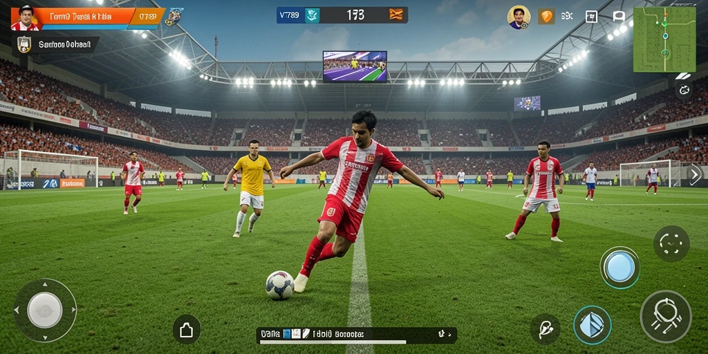Tampilan gameplay VT789 menunjukkan pertarungan seru di lapangan sepak bola.