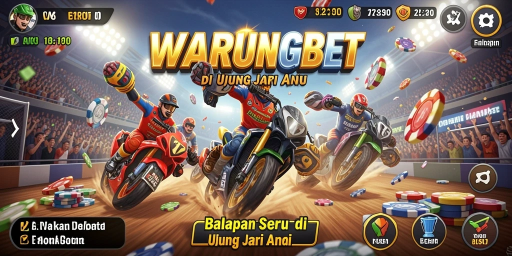 Tampilan gameplay seru di WARUNGBET dengan mobil yang melaju kencang.