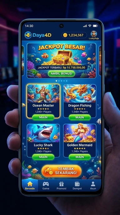 Antarmuka pengguna aplikasi daya4d yang sederhana dan efektif.